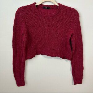 J.Crew Burgundy Red Cropped Crewneck Knit Wool Blend Sweater Women’s Size Small